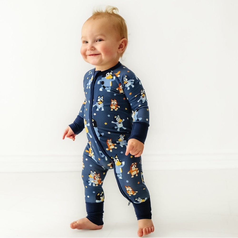 Little Sleepies Bluey Dance Mode Bamboo Zippy Size 6-12 Months 💙🧡